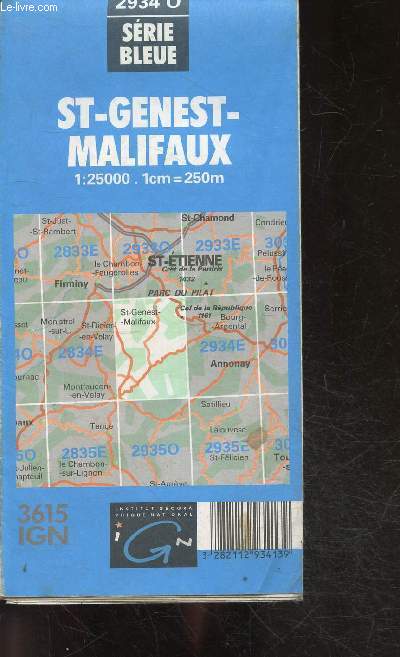 Carte de randonne - St-Genest-Malifaux- Cartes Srie Bleue IGN 2934 O - 3615IGN
