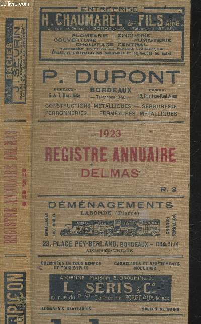 Agenda et annuaire Delmas 1923 - publications des petites affiches, journal special d'annonces judicaires (78e annee) - calendrier 1923 au verso