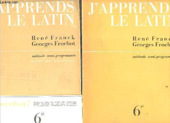 J'apprends le latin - methode semi programmee 6e - livre d'exercices + livre de controle : lot de 2 ouvrages