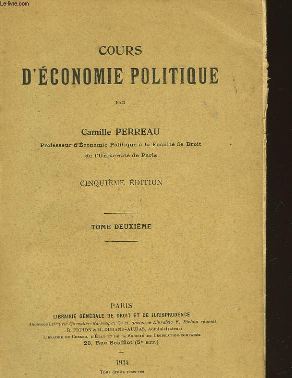 COURS D'ECONOMIE POLITIQUE - TOME 2