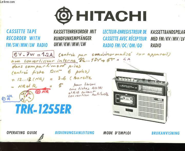 HITACHI - TRK - 1255ER - MODE D'EMPLOI