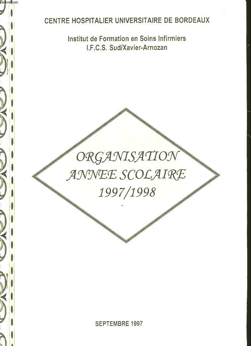 CORGANISATION ANNEE SCOLAIRE 1997/1998