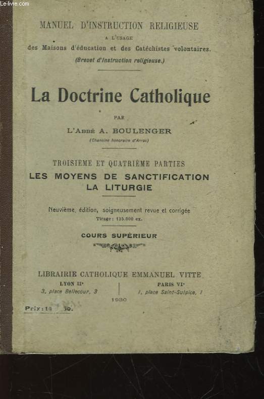 LA DOCTRINE CATHOLIQUE - COURS SUPERIEUR