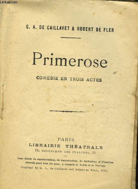 PRIMEROSE - COMEDIE EN 3 ACTES