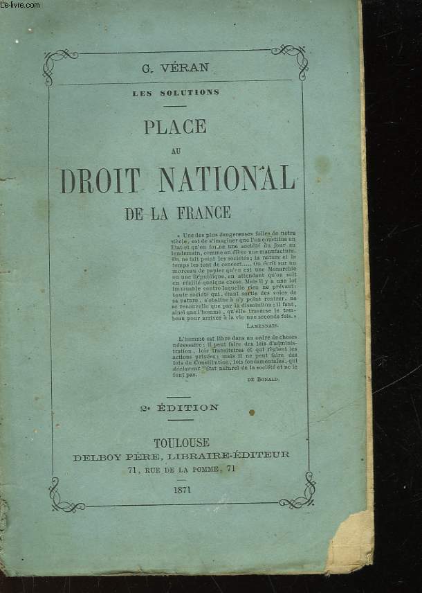 LES SOLUTIONS - PLACE AU DROIT NATIONAL DE LA FRANCE