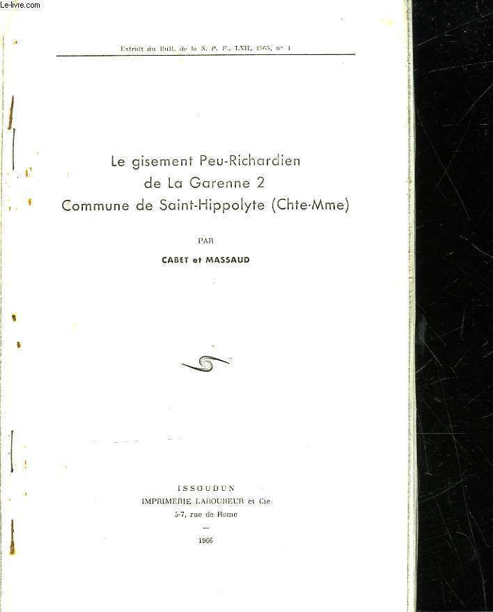 LE GISEMENT PEU-RICHARDIEN DE LA GARENNE 2 - COMMUNE DE SAINT-HIPPOLYTE