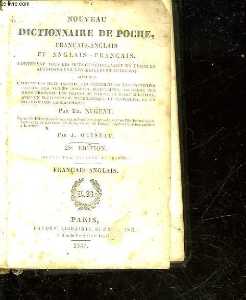 NOUVEAU DICTIONNAIRE DE POCHE, FRANCAIS-ANGLAIS ET ANGLAIS - FRANCAIS