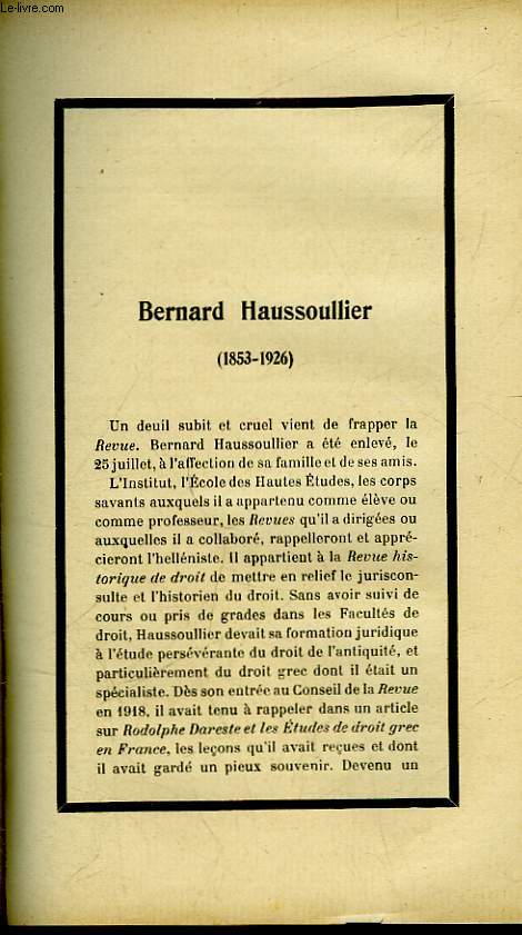 BERNARD HAUSSOULIER - 1853 - 1926