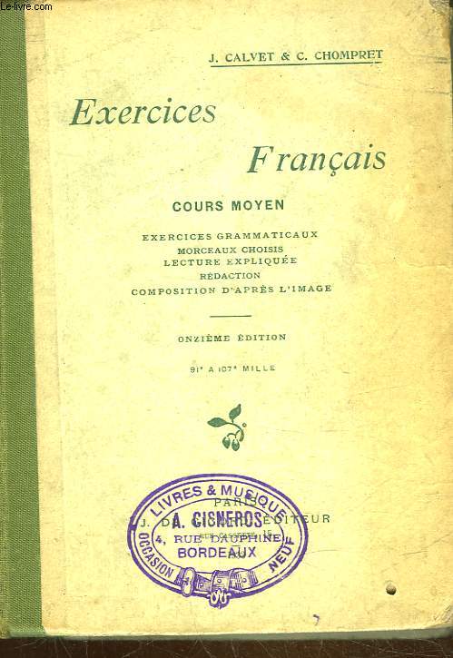EXERCICES FRANCAIS - COURS MOYEN