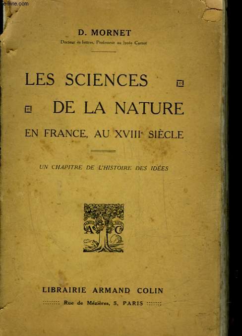 LES SCIENCES DE LA NATURE EN FRANCE AU 18 SIECLE