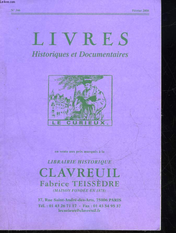 LIVRES HISTORIQUES ET DOCUMENTAIRES - N366 - CATALOGUE
