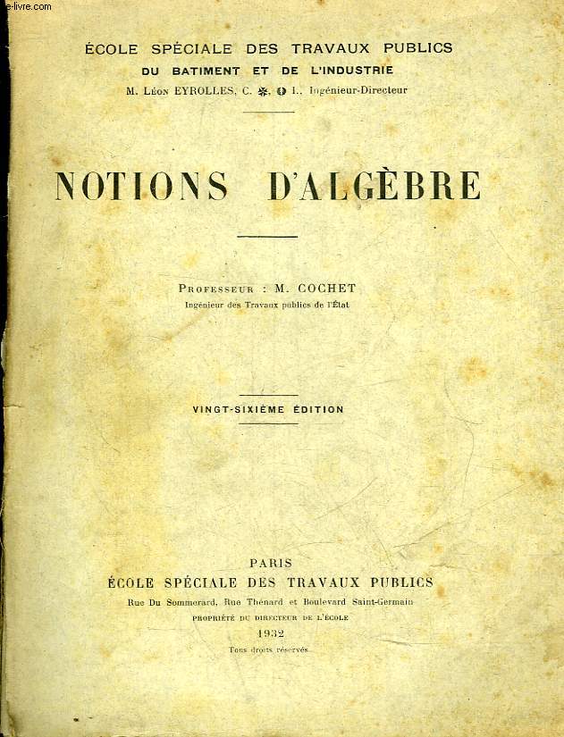 NOTIONS D'ALGEBRE