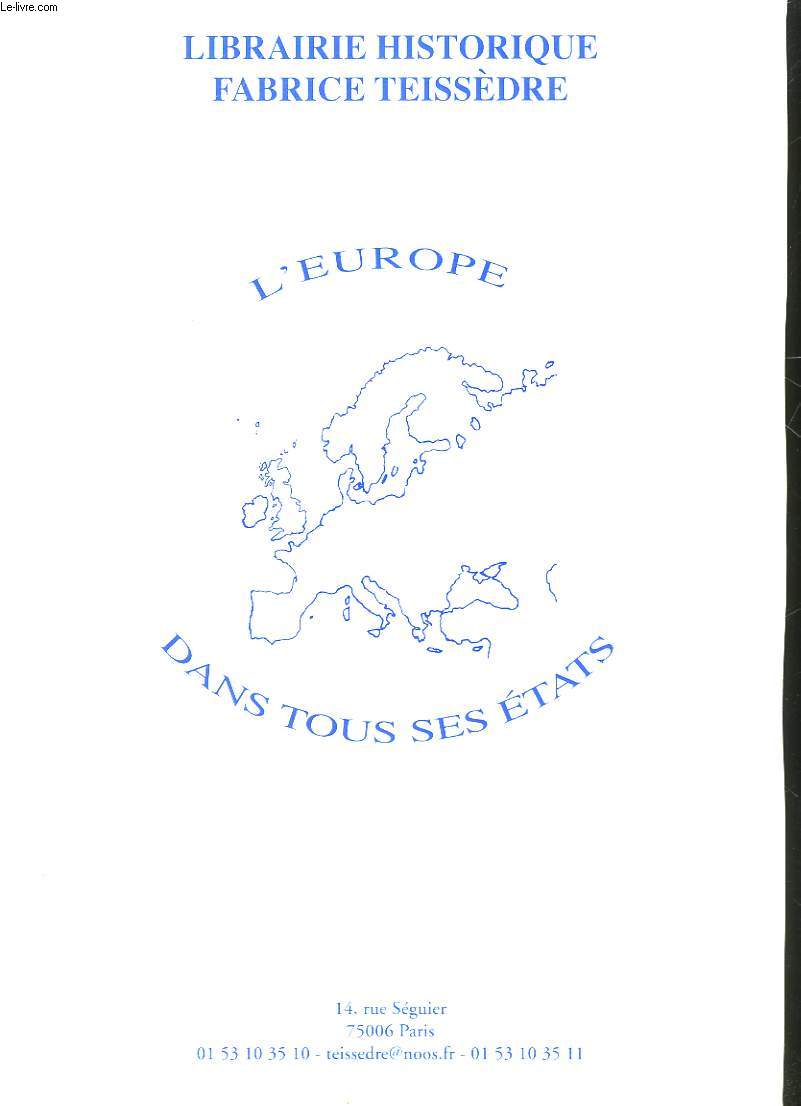 CATALOGUE - L'EUROPE DANS TOUS SES ETATS