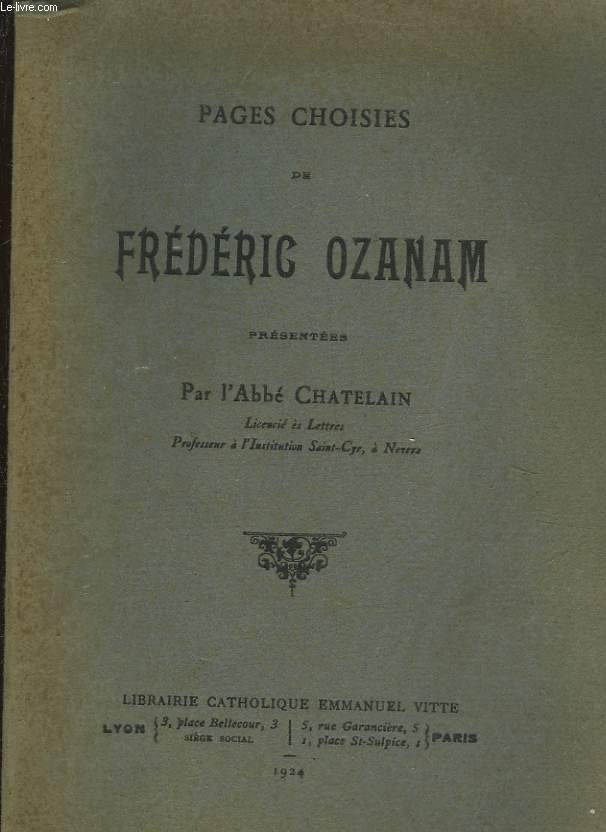 PAGES CHOISIES DE FREDERIC OZANAM