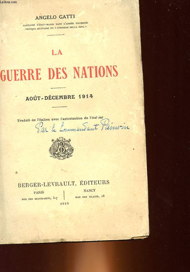 LA GUERRE DES NATIONS - AOUT DECEMBRE 1914