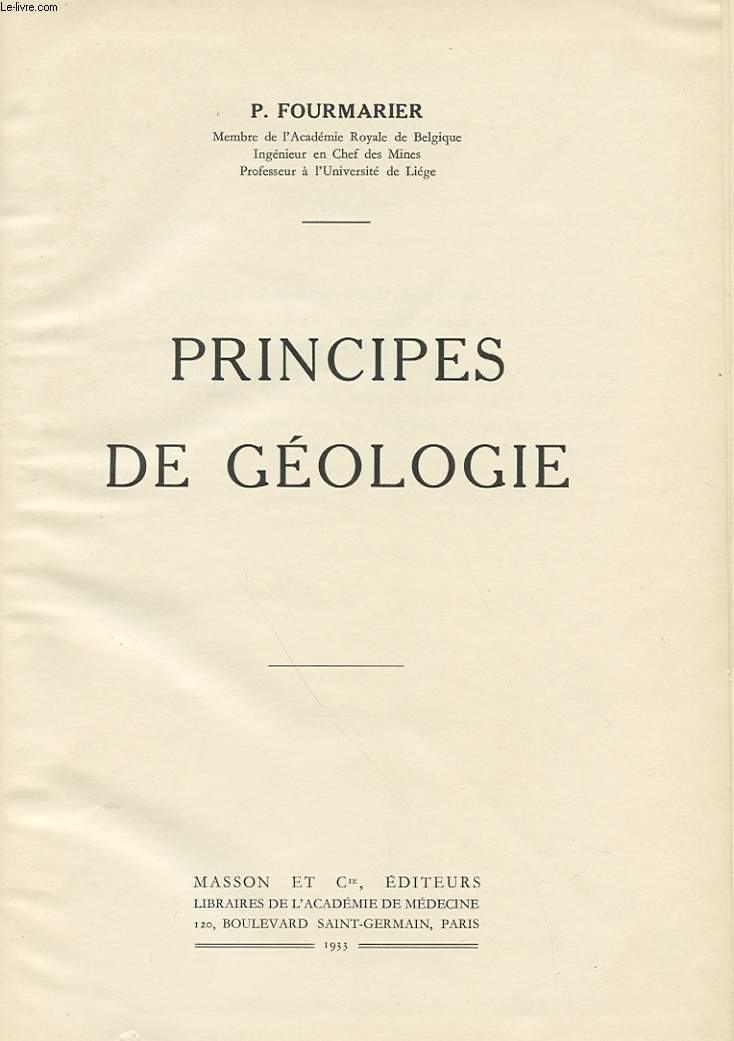 PRINCIPES DE GEOLOGIE