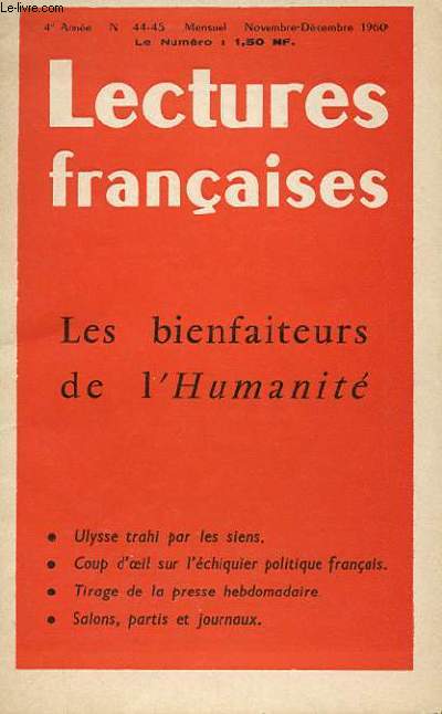 LECTURES FRANCAISE N 44-45 - LES BIENFAITEURS DE L'HUMANITE