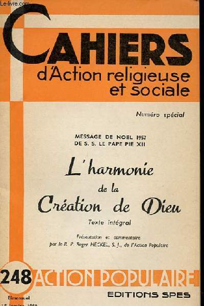CAHIERS D'ACTION RELIGIEUSE ET SOCIALE N 248 -