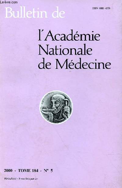 BULLETIN DE L'ACADEMIE NATIONALE DE MEDECINE TOME 184 - N 5