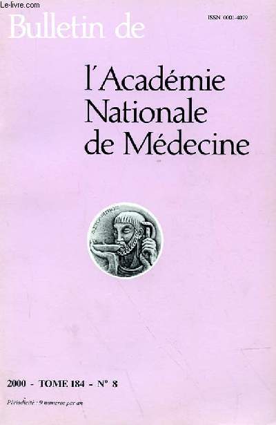 BULLETIN DE L'ACADEMIE NATIONALE DE MEDECINE TOME 184 - N 8