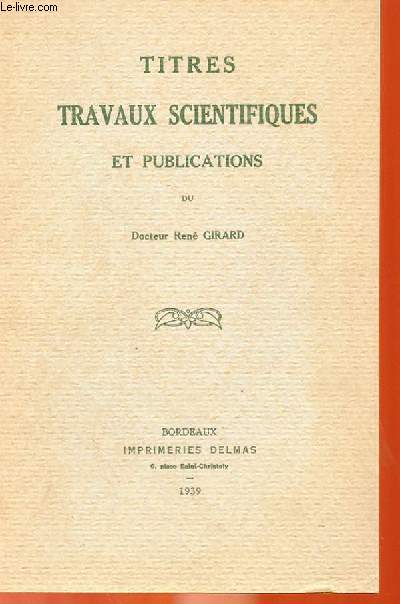 TITRES TRAVAUX SCIENTIFIQUES ET PUBLICATIONS