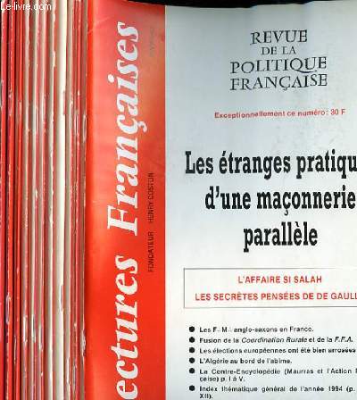 LECTURES FRANCAISES - REVUE DE LA POLITIQUE FRANCAISE DU NUMERO 453 AU NUMERO 464 - 39 ANNEE.
