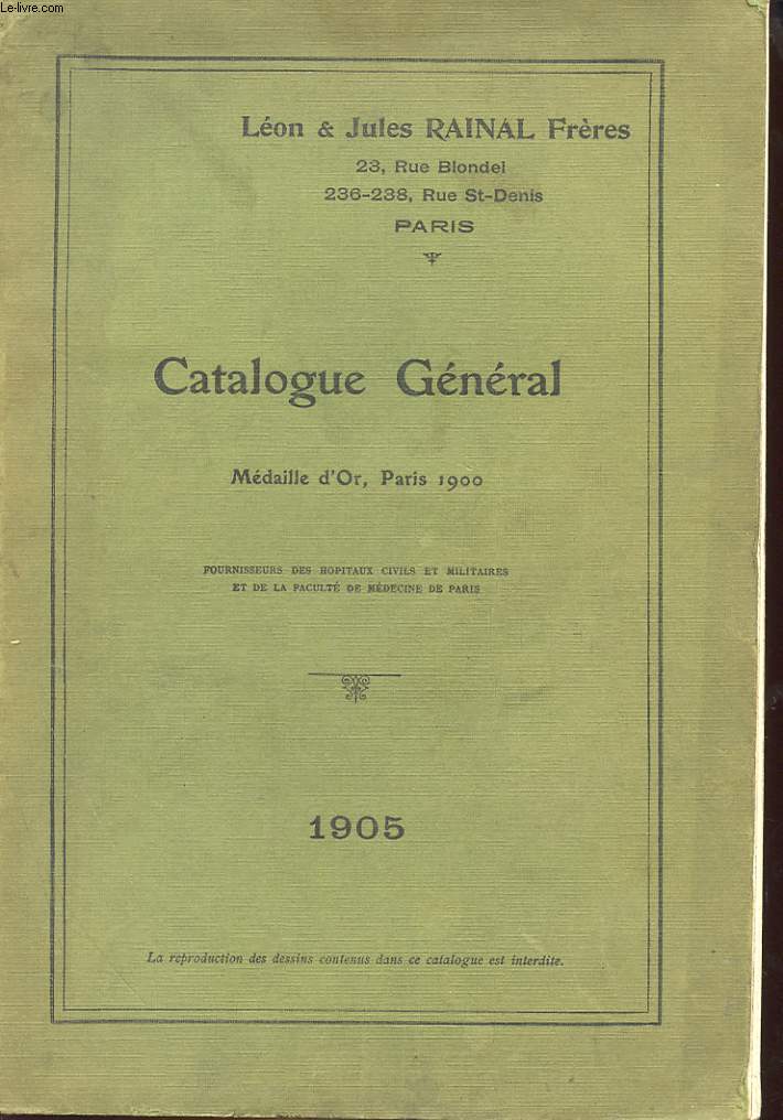 CATALOGUE GENERALE - MEDIALLE D'OR, PARIS 1900
