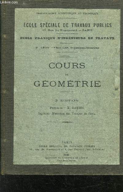 COURS DE GEOMETRIE- 3me EDITION