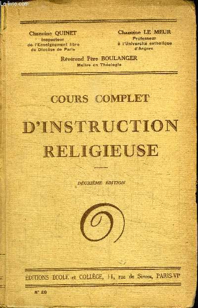 COURS COMPLET D'INSTRUCTION RELIGIEUSE