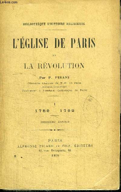 L'EGLISE DE PARIS ET LA REVOLUTION