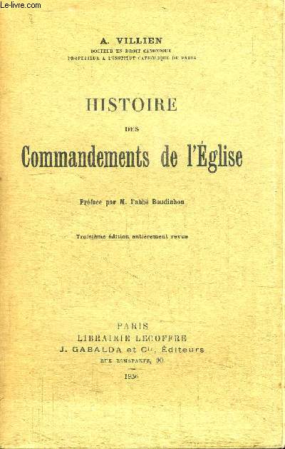 HISTOIRE DES COMMANDEMENTS DE L'EGLISE