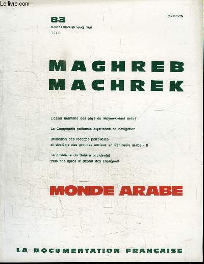 MAGHREB MACHREK N83 - L'essor maritime des pays du Moyen-Orient arabe, la compagnie nationale algrienne de navigation, ...