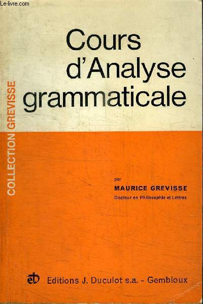 COURS D'ANALYSE GRAMMATICALE