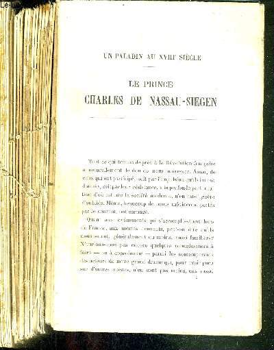 UN PALADIN AU XVIIIe SIECLE - LE PRINCE CHARLES DE NASSAU-SIEGEN