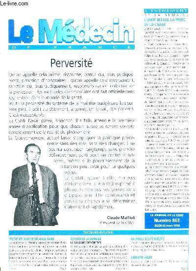 LE MEDECIN DE FRANCE - N863 - 5 mars 1998 / l'UNOF refuse la prime de la CNAM / antretien avec le Dr Alain Taieb / dossier : la sarabande des chiffres...