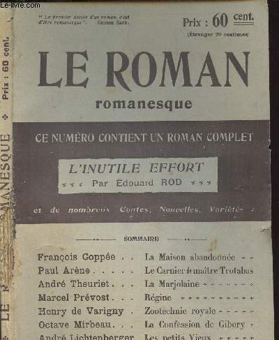 LE ROMAN ROMANESQUE - L INUTILE EFFORT - N29