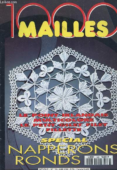 1000 MAILLES - N129 / JUIN 1992 / Grand prix abonnement Magazine, Corchet Mode, crochet Conseil