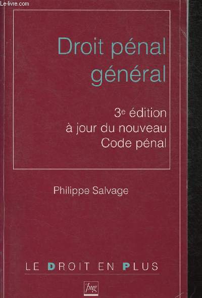 Droit pnal gnral - 3e dition  jour du nouveau code pnal - Collection 