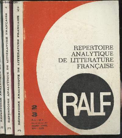 Rpertoire analytique de la littrature Franaise N2/3, 4 et 5 (en 3 volumes)