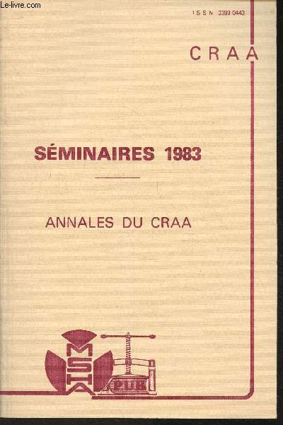 Centre de recherches sur l'Amrique Anglophone N66 Nouvelle srie n9- Sminaires 1983