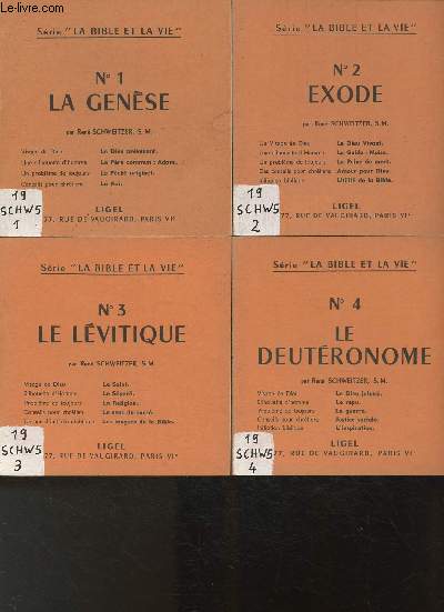 La Bible et la vie- n1  5 (5 volumes) -n1: La gense- n2: Exode- n3: La Lvitique- n4:Le Deutronome- n5: Tobie.