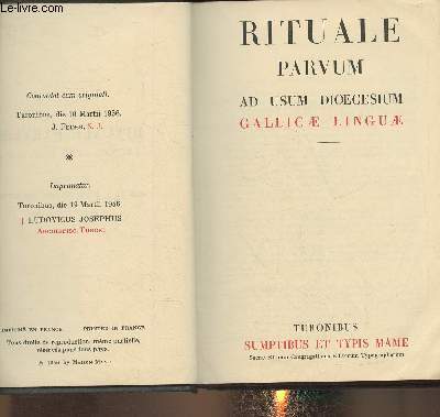 2 ouvrages/ Rituale Parvum Latin-franais- Ad usum diocesium- Gallicae Linguae