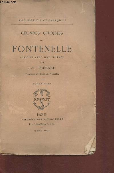 Oeuvres choisies de Fontenelle Tome II (ollection 