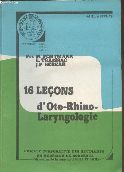 16 leons d'Oto-Rhino-laryngologie