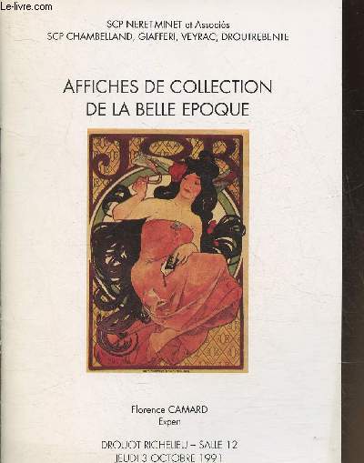 Catalogue de vente aux enchres/Affiches de collection de la belle poque-Drouot Richelieu, salle 12- 3 octobre 1991