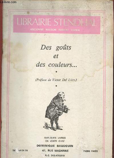 Catalogue n3 de la Librairie Stendhal- Des gots et des coulleurs