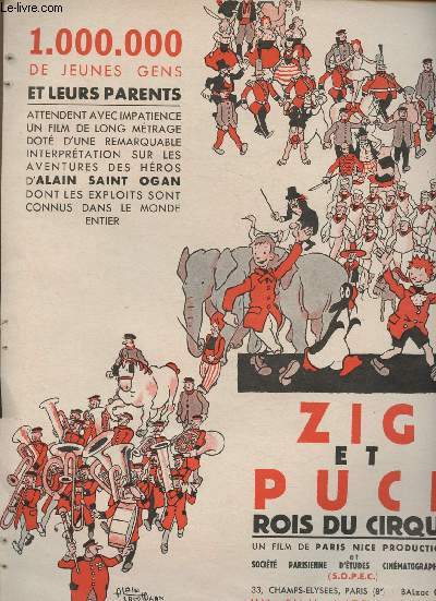 Brochure/Zig et Puce, rois du cirque- film de Paris Nice productions et socit d'tudes cinmatographiques