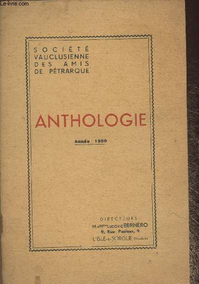 Anthologie anne 1950- Socit vauclusienne des amis de ptrarque