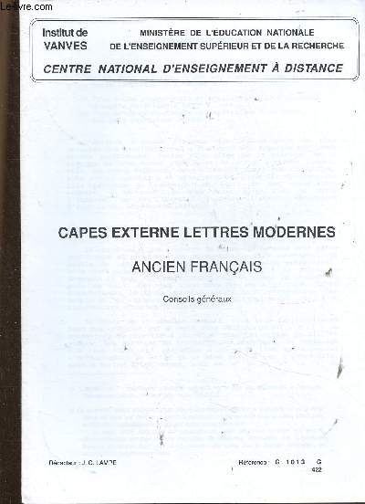 Lot de fascicules d'preuves et de cours du CAPES externe Lettres Modernes et du CA PLP2 de Lettres-Histoire. Institut de Vanves