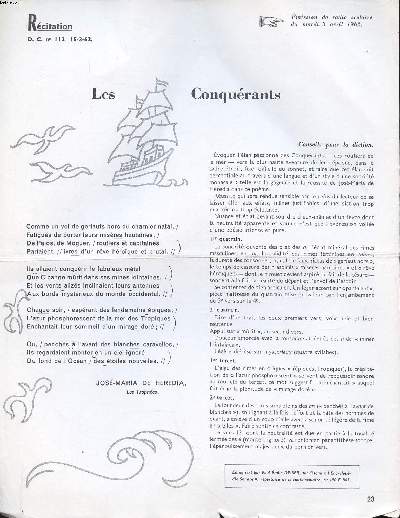Rcitation Les conqurants Extrait de D.C. N112 du 15-3-1962